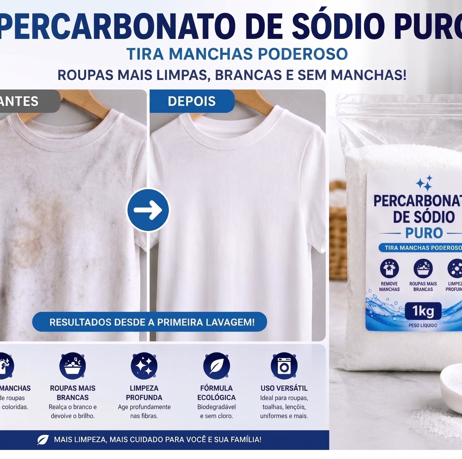 Percarbonato de Sódio – Alvejante Sem Cloro - Limpeza Profunda e Ecológica