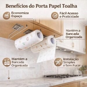 Suporte Multifuncional :Porta Papel Toalha, papel alumínio, plástico Filme