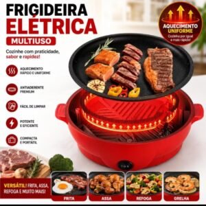 Frigideira Elétrica Antiaderente, Chapa, Assadeira e Grill