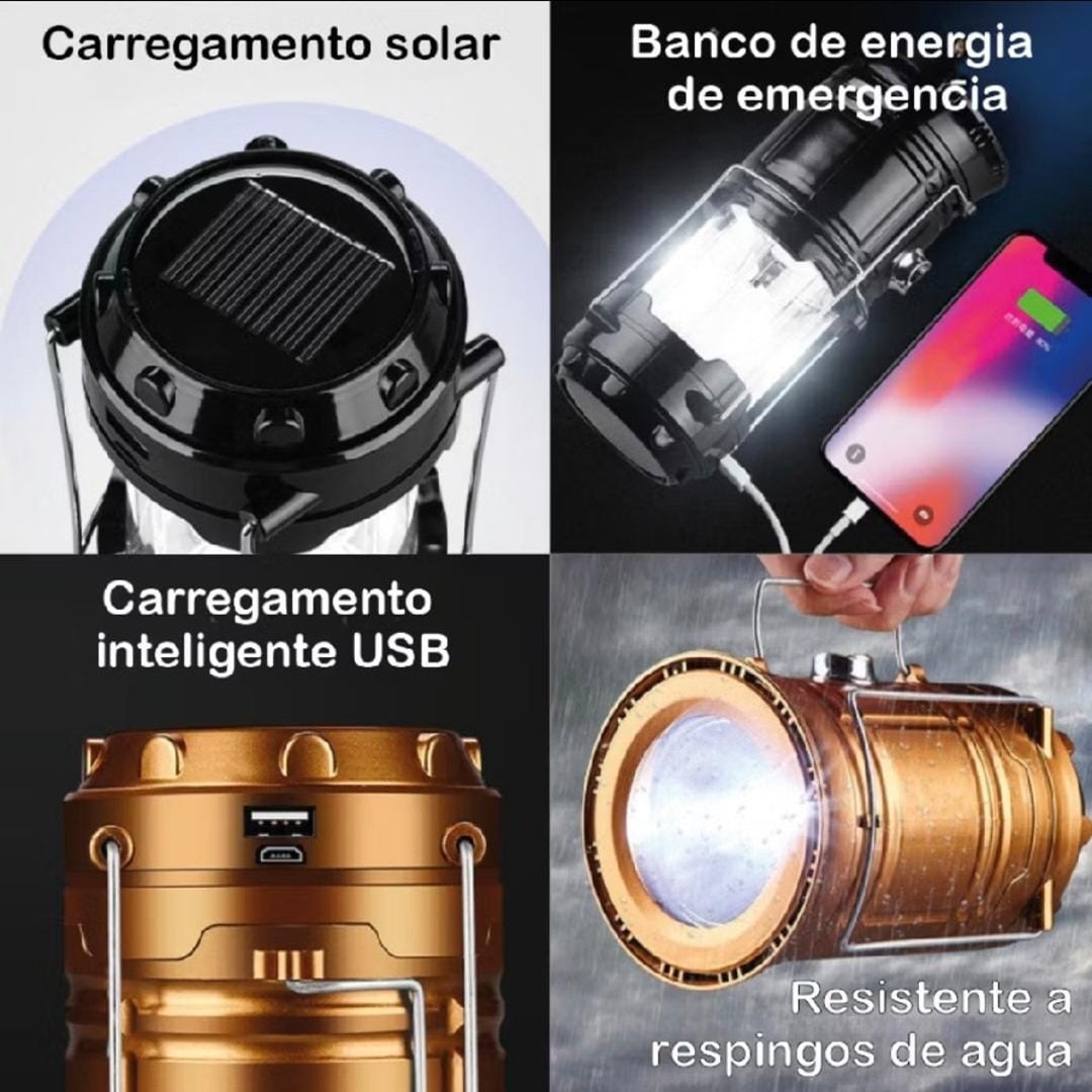Lampião 3 em 1 Recarregável Multiuso – Iluminação e Ventilação